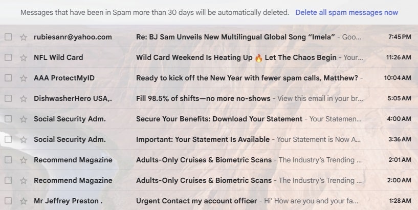 emails to spam filter